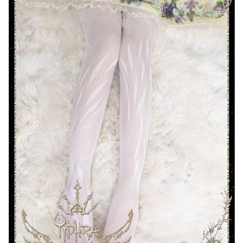 Angels Feather ~ Sweet Lolita Summer Tights White Thin Pantyhose by Yidhra