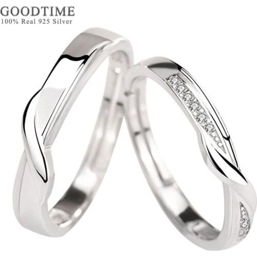 Trendy Pure 100% 925 Sterling Silver Rings For Women Men Zircon Anniversary Jewelry Rhinestone Ring Gift For Couple Lovers