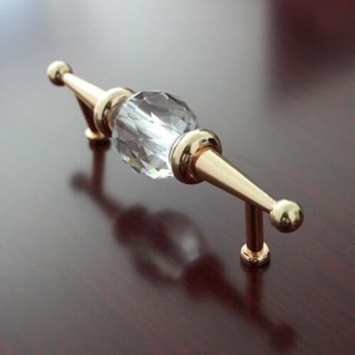 Fashion Deluxe clear acrylic Furniture decorate Hardware Handle 128mm gold kitchen cabinet wardrobe door handle pull 5"