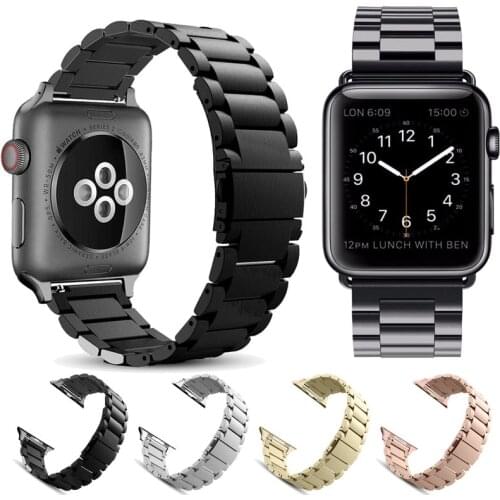 Stainless Steel strap for Apple Watch band iWatch 5 4 3 strap metal watch band adapter 38mm 40mm 42mm 44mm Bracelet Clasp tool