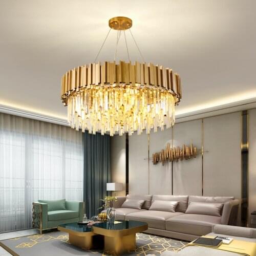 New Modern Lighting Chandelier Luxurious Crystal Chandelier for Living Room Dining Room Gold Crystal Chandelier LED Lights
