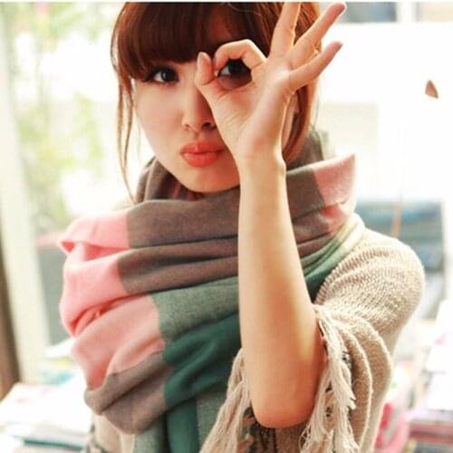 2020 Autumn Winter Female Wool Plaid Scarf Women Cashmere Scarves Wide Lattices Long Shawl Wrap Blanket Warm Tippet