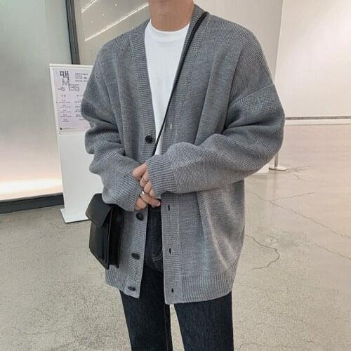 Autumn and winter retro knitted cardigan jacket Korean version of the trend of mens casual outer wear thick sweater