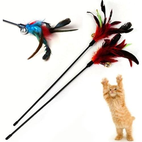 2020 1Pcs New Cat Stick Interactive Feather Toy Cat Random Color Feather Small Bell Toy Tease Cats Stick Pet Supplies Pet tool