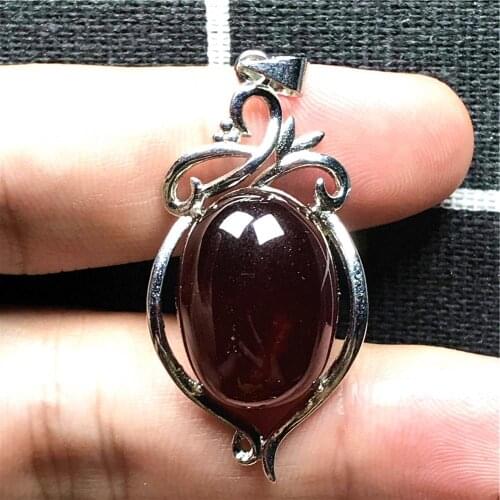 Genuine Natural Red Garnet Necklace Pendant Jewelry For Woman Man Quartz Crystal 18x13mm Beads Lucky Stone Silver Gemstone AAAAA