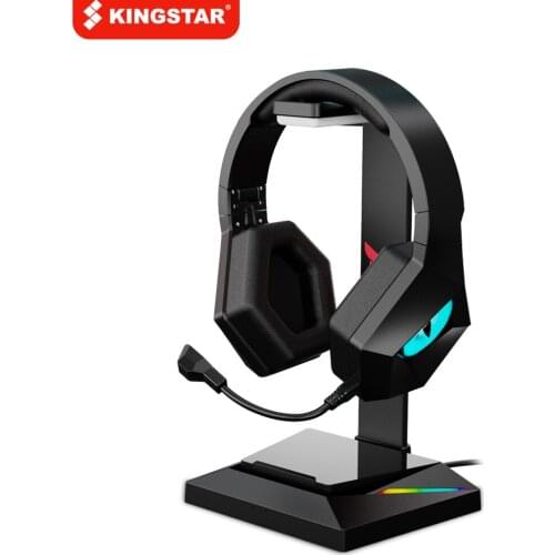 KINGSTAR Gaming Headset Stand RGB Light USB 2.0/TYPE-C Ports 7.1 Headphones Holder For Gamer Gaming PC Accessories Phone Stand