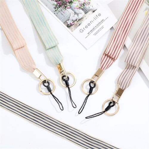 Simple Striped Detachable Dual-use Lanyard for Phone lanyard key ID card gym with USB badge clip lanyard