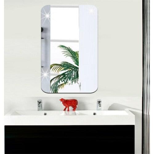 Rectangular Modern Mirror Sticker Removable Background Home Wall Decor