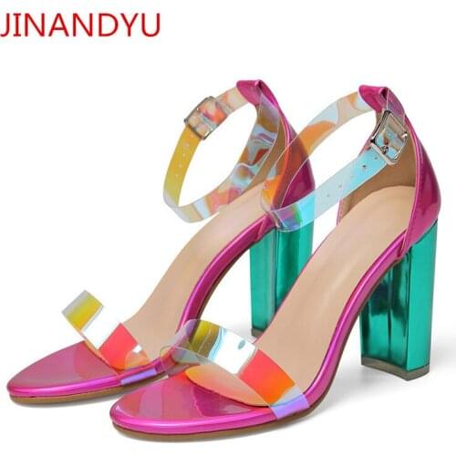 Chunky High Heels Sandals Summer Shoes Women Size 42 Colourful Ladies Shoes and Sandals New Women Shoes High Heel Woman Pumps