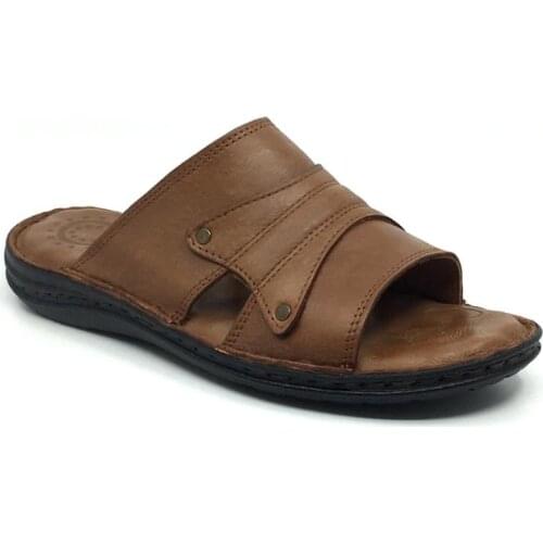 Men Slippers %100 leather Orthopedic Slippers Sandals High Quality Men Women Genuine Leather Massage Sole Black Brown Tan Colors