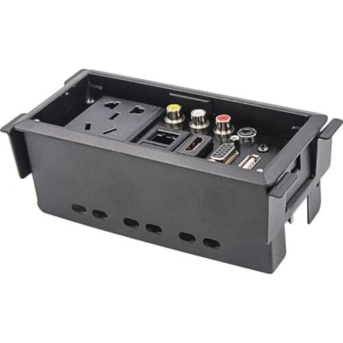 Slide Up Hidden Installation Multimedia Desktop Socket Information Outlet Panel Network AV 3.5mm Audio USB VGA HDMI-compatible