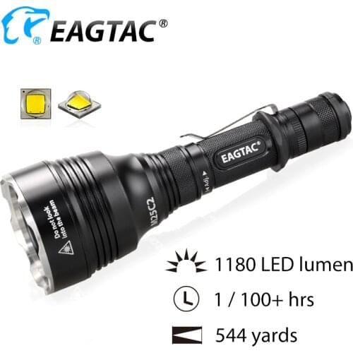 EAGTAC M25C2 LED Tactical Flashlight 1180 Lumens 18650 544 Yards Long Distance Throw for Hunting SOS Strobe Momentary On Off