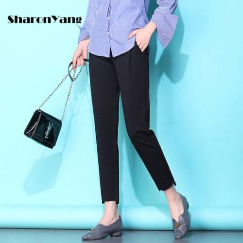 Elastic Waist Womens Harem Pants Sping Autumn Pants High Waist Radish Pants Womens Autumn Black Casual Ankle Pants
