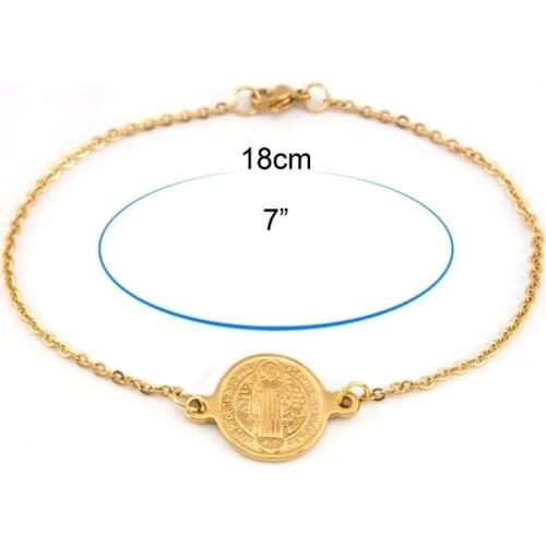 Saint Benedict Medal Cross Smqlivb Bracelet For Women Stainless Steel Antique Handmade Bracelets Medallas Pulseras