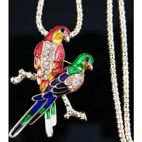 TianBo Statement Mix Alloy Enamel Bird Flower Choker Necklace Chain Pendant Collar 2018 Fashion New Enamel Jewelry Women