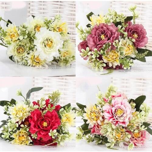 1 bunch of 7 gerbera chrysanthemum artificial peony rose flower silk flower artificial flower wedding flower DIY home garden par