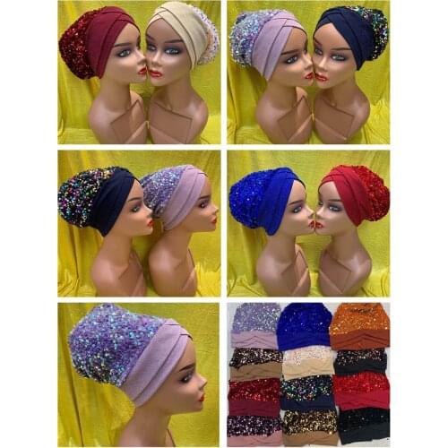 1 Dozen Sales New Unique Muslim Dubai Turban Hat with Flower Embroider Women Ready Cap Casual India Bonnet Hat