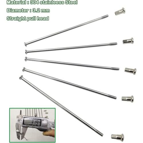 10 Pieces A Lot Material 304 Stainless Steel 10 K Diameter 3.2mm Straight Pull Motorcycle Spokes With Nipples Sliver Color Pins