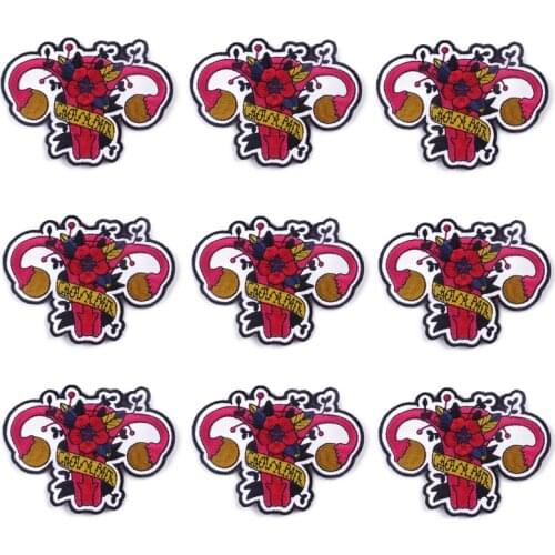 Prajna 10PCS Human Organs Flowers Stripes Patches On Clothes Embroidery Patches For Clothing Iron On Patch DIY Clothing Stickers