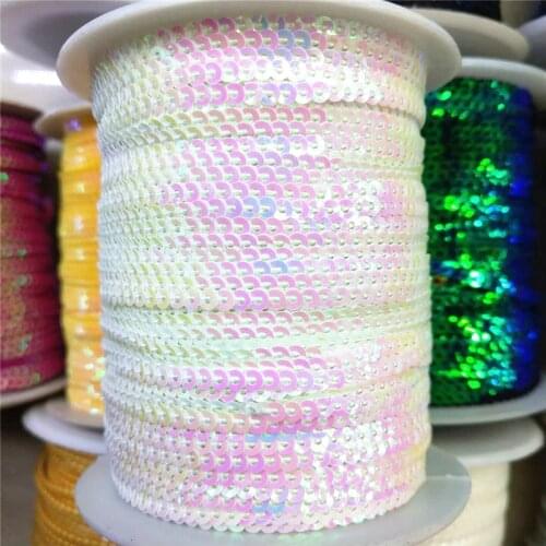 10 Yard 3mm Loose Sequins Trim For Crafts Paillettes Ribbon Flake Strings DIY cekiny sequins for crafts White AB