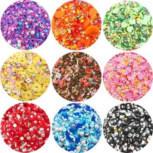 100g Mixed Crystal Pearl Beads Polymer Hot Clay Sprinkles for Slimes Filler Tiny Cute Plastic Klei Accessories DIY Sequin Crafts
