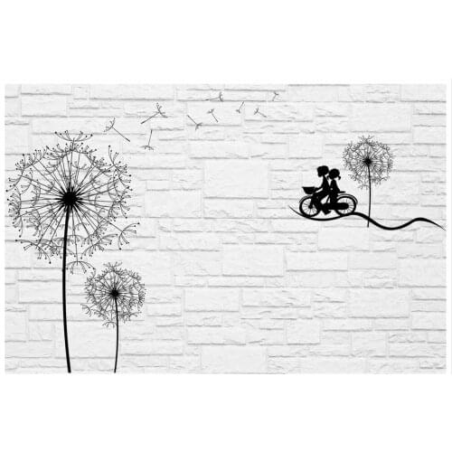 3d photo wallpaper Custom High end 3d murals wallpaper for walls 3 d Brick wall dandelion and lovers wall paper home decoration