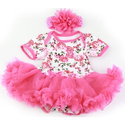 Handmade Baby Doll Accessories Design for 20 -22 inch Reborn Baby Doll Rose Pink Dress with Headdress Girl Doll Clothes Sets
