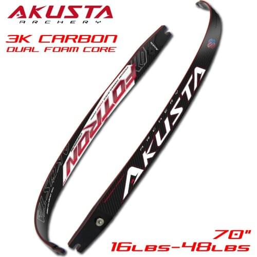 Akusta 3K Carbon Foam Core Fotron Series Recurve Bow Limbs ILF Limbs 70" 16-46lbs Performance Target Shooting