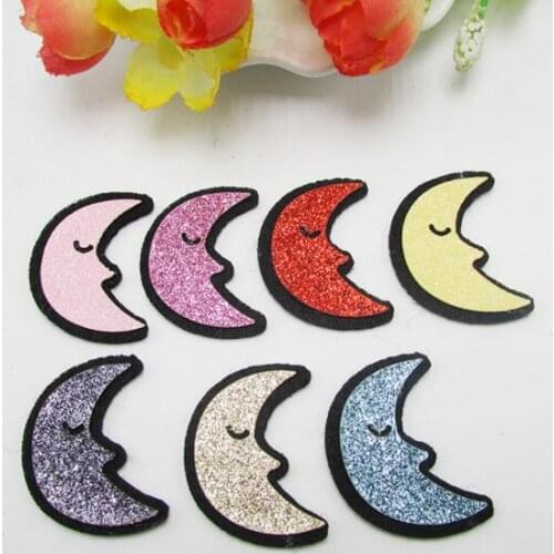 30PCS/Lot 3.5x2cm Babay Shiny Moon Applique Crafts for Children Headwear Hair clip Accessories