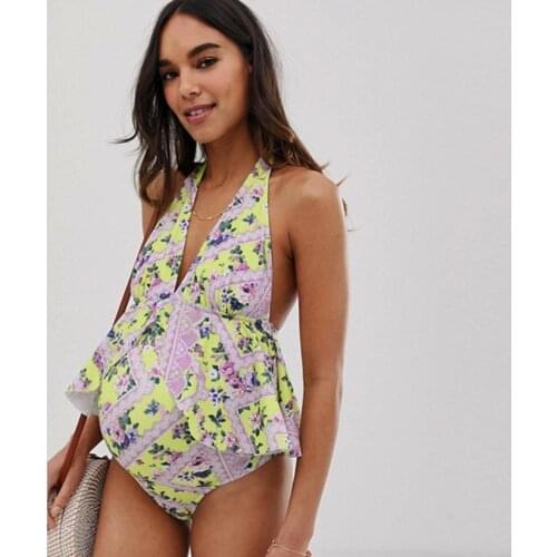 Bikinis Women Swimwear One Piece Pregnant Women Bikini Floral Swimsuit Expectant Woman Biquni Mujeres Dos Piezas