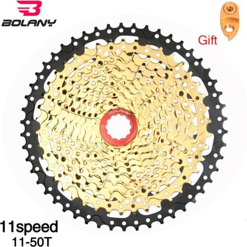 BOLANY MTB 11 Speed 11-50T Gold Bicycle Cassette Aluminum Alloy Bracket Freewheel Bicycle Part MTB For M8000 Parts Sprockets