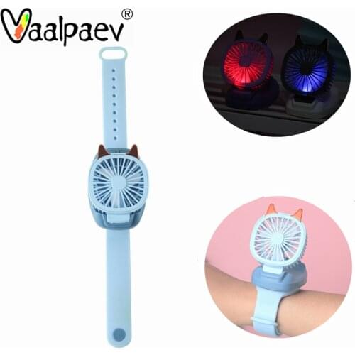 Hand Wearable Cat Fan Watch Children Baby Summer Birthday Gift Luminous Toy Removable Outdoor Cooler Light Up School Supplies