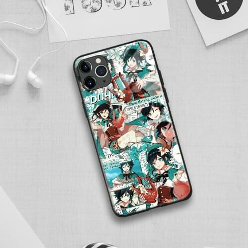 Barbatos Genshin Impact game anime Soft Silicon Glass Phone Case for IPhone SE 6s 7 8 Plus X Xr Xs 11 12 Mini Pro Max Samsung
