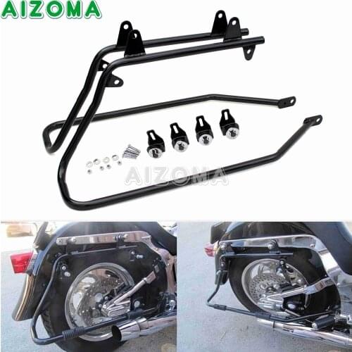 Black Motorcycle Saddlebag Conversion Brackets Support Holder For Harley Touring Softail Fat Boy w/ Hard Saddlebags 1986-2013