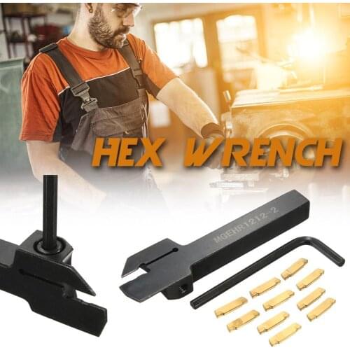 Digital Controlled Lathe Slotting Boring Cutter Holder 10PCS MGMN200-G Cemented Carbide Insert Blade+MGEHR1212-2