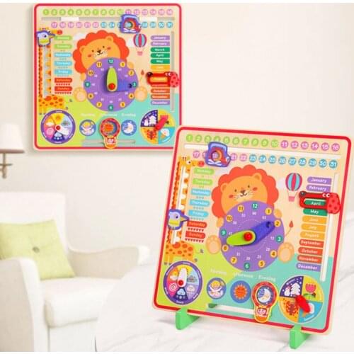 Baby Toys Children Multi-function Early Education Toys Alarm Clock Toy Wood Calendar Teaching Clocks Develop Thinking Gift