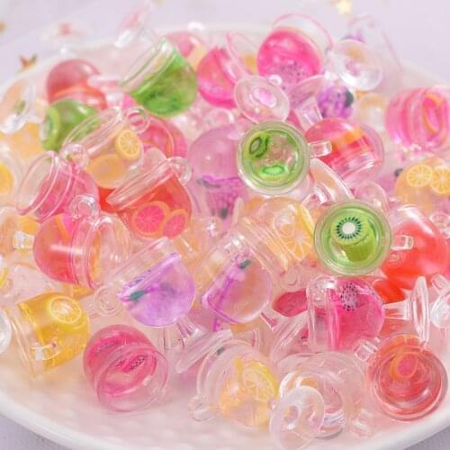 Hot 10-30Pcs/Pack Cute Transparent Fruit Wineglass Shape Acrylic Beads Loose Spacer Beads For DIY Handmade Necklace Accessories