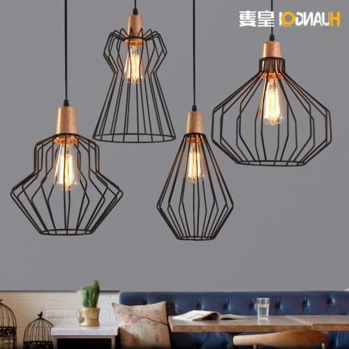 Huangs Wife Loft Dining Room Chandelier Office Bar Iron Cage Nordic Industrial Wind Bar Retro deco chambre