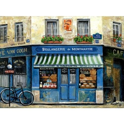 Impressionist art cityscape painting From Montmartre Bakery oil on canvas High quality hand painted