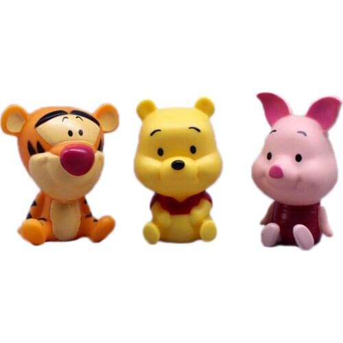 Kawaii Winnie The Pooh PVC Action Figure Car Decor Cake Ornaments Cute Pink Piglet Tiger Dolls Toys Birthday Gifts for Kids Toys