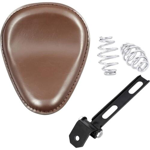 Brown Leather Motorcycle Solo Seat 3inch Springs Bracket Mount Kit for Sportster Honda Yamaha Suzuki Bobber Chopper