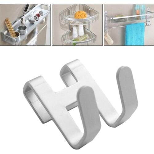 Space Aluminum Metal Shower Frameless Glass Door Hook Free Hole Towel Rack Hanger Key Holder Clothes Bathroom Organizer