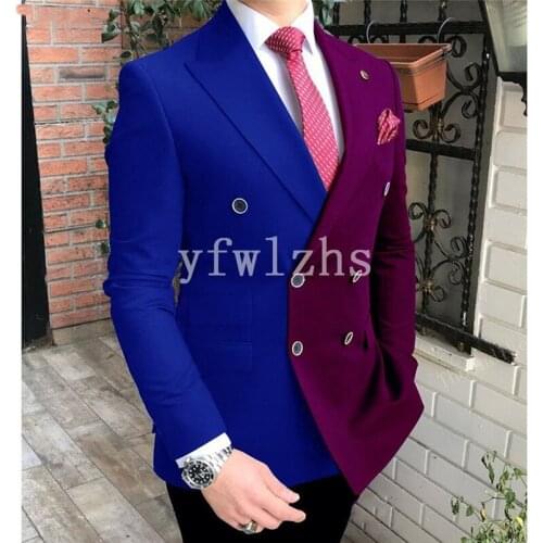 Handsome Double-Breasted Groomsmen Peak Lapel Groom Tuxedos Mens Wedding Dress Man Blazer Prom Dinner (Jacket+Pants+Tie) A128