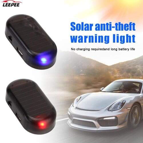 LED Flashing Imitation Solar Powered Car Fake Security Light Anti-Theft Caution Lamp Wireless Warning Simulated Dummy Alarm
