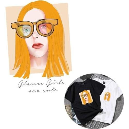 Fashion Lady Heat Transfer Stickers Clothing Patches for Top Household Iron-on Transfers DIY Girl Decoration Appliqued Parches