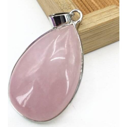 Fashion Natural Pink Crystal Stone Waterdrop Pendant for Women Flatback 24*36mm Wholesale Price Elegant Diy Jewelry B3077