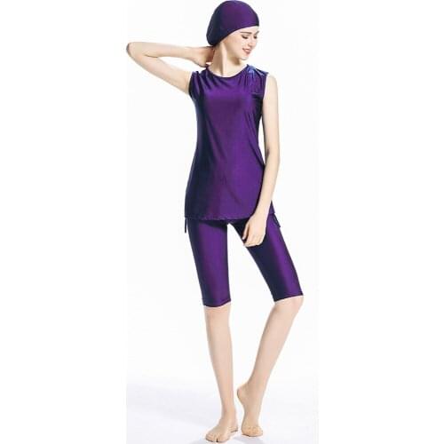 Muslim Swimwear Modest Arabic Islamic Women Swim Wear vest Burkini Hooded Hijab Swimsuit Swim Surf Wear Sport 3 piece plus size