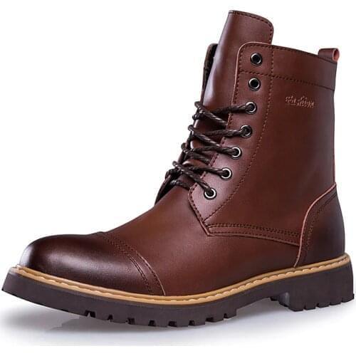 Men Leather Winter Warm plush Mountain climbing shoes Trekking Hiking shoes Waterproof Anti-skid Desert Tactics Military shoes