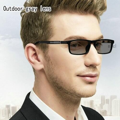 Small frame Fashion Men Classic Square Transition photochromic Brand Luxury Reading Glasses TR90 diopter glasses FML