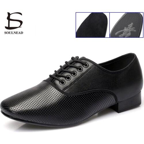Dance Shoes Men Genuine Leather Mens Latin Salsa Dance Shoes Soft Sole Tango Ballroom Modern Dancing Shoes Sneakers Man Adult